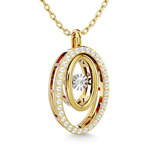 1/4 Ct. Tw. Oval Shaped Diamond Pendant in 14k Yellow Gold