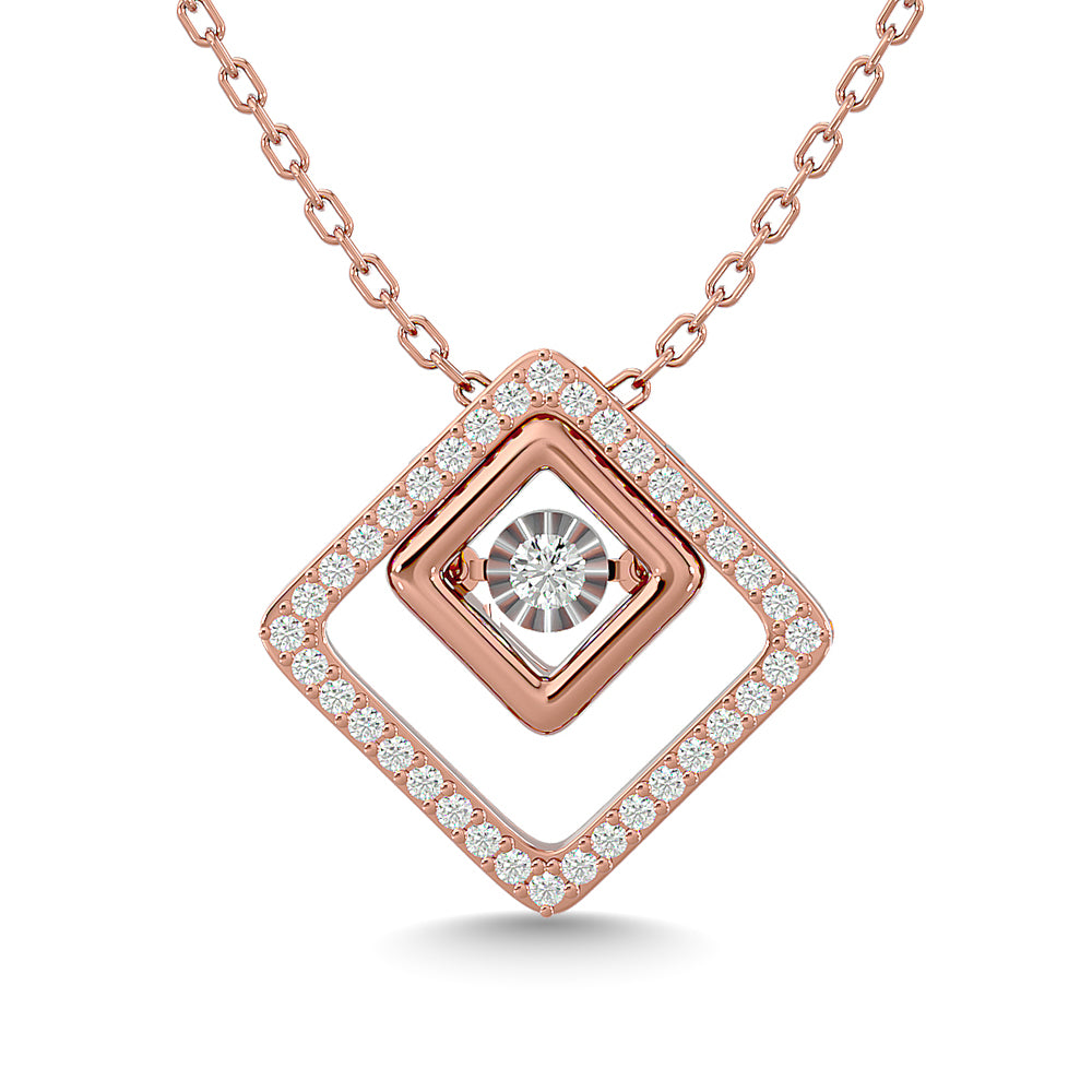 1/4 Ct. Tw. Square-Shaped Diamond Pendant in 14k Rose Gold