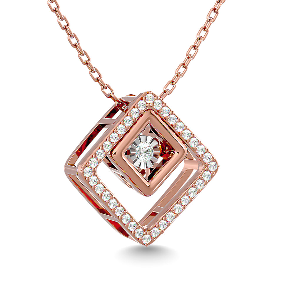 1/4 Ct. Tw. Square-Shaped Diamond Pendant in 14k Rose Gold