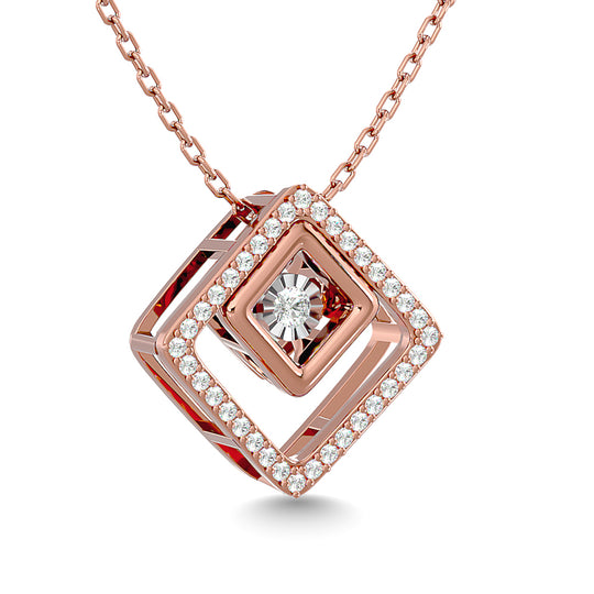 1/4 Ct. Tw. Square-Shaped Diamond Pendant in 14k Rose Gold