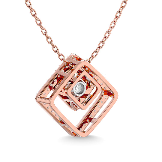 1/4 Ct. Tw. Square-Shaped Diamond Pendant in 14k Rose Gold