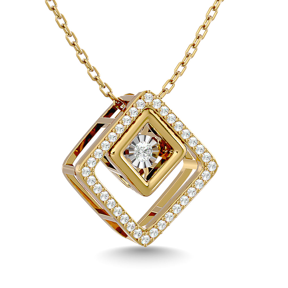1/4 Ct. Tw. Square-Shaped Diamond Pendant in 14k Yellow Gold
