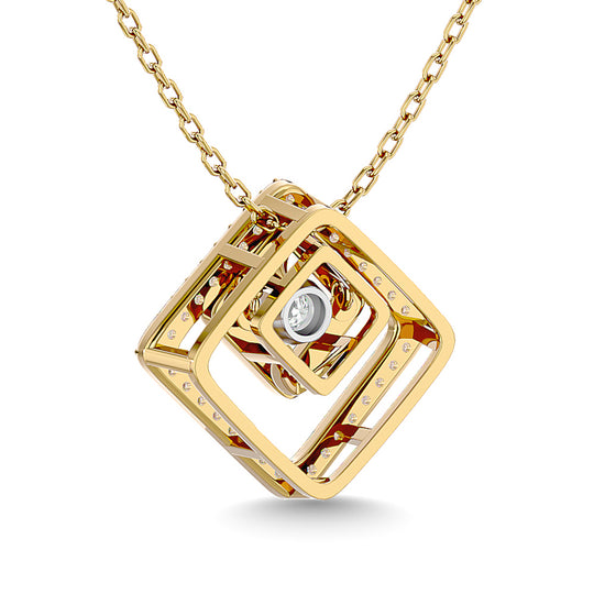 1/4 Ct. Tw. Square-Shaped Diamond Pendant in 14k Yellow Gold