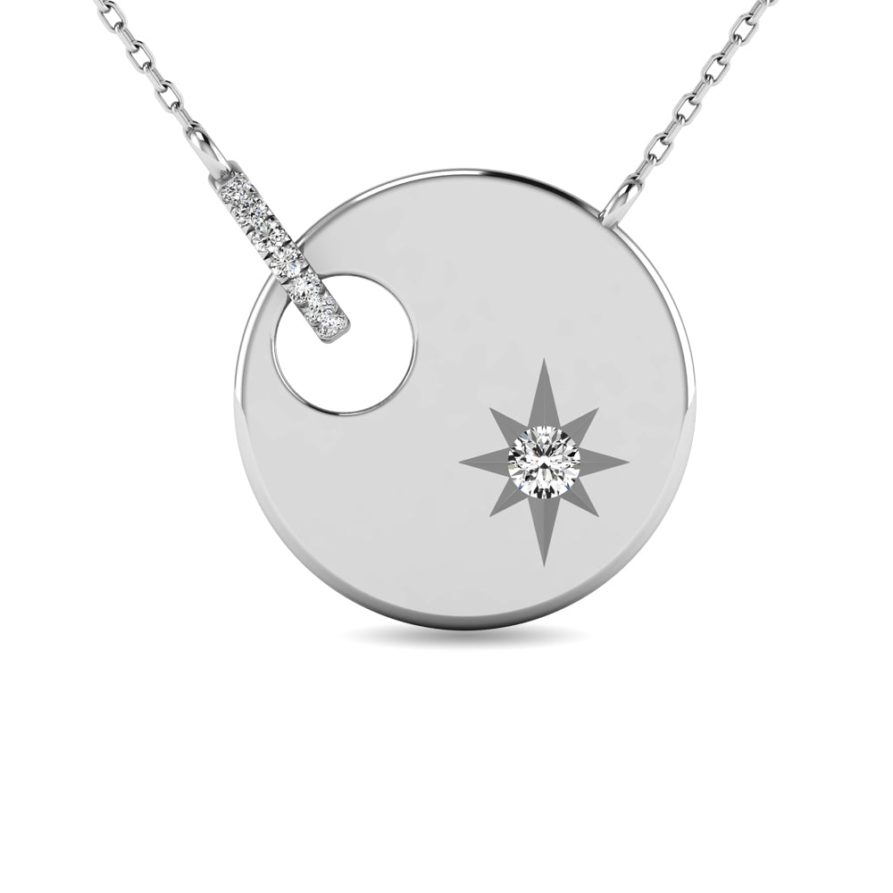 1/20 ct. total diamond disc necklace in 10k white gold