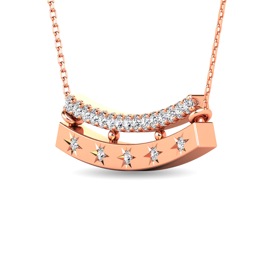 1/5 ct. total diamond bar necklace in 14k rose gold