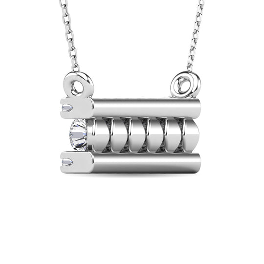 Collar con barra de diamantes de 1/4 qt total en oro blanco de 14 k