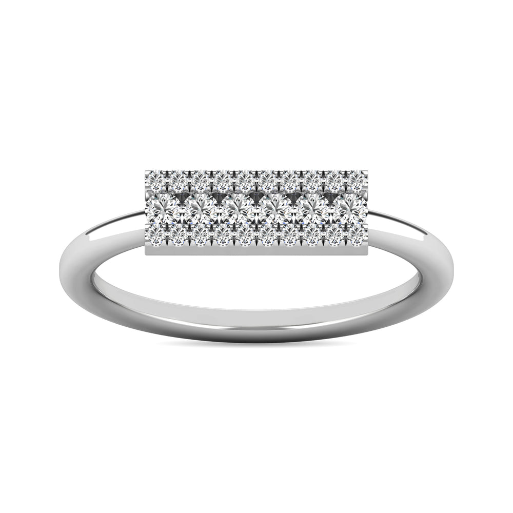 Anillo con Barra de Diamantes de 1/4 qt en Oro Blanco de 14k