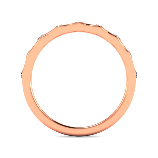 Anillo Apilable con Diamantes de 1/10 qt en Oro Rosa de 14k