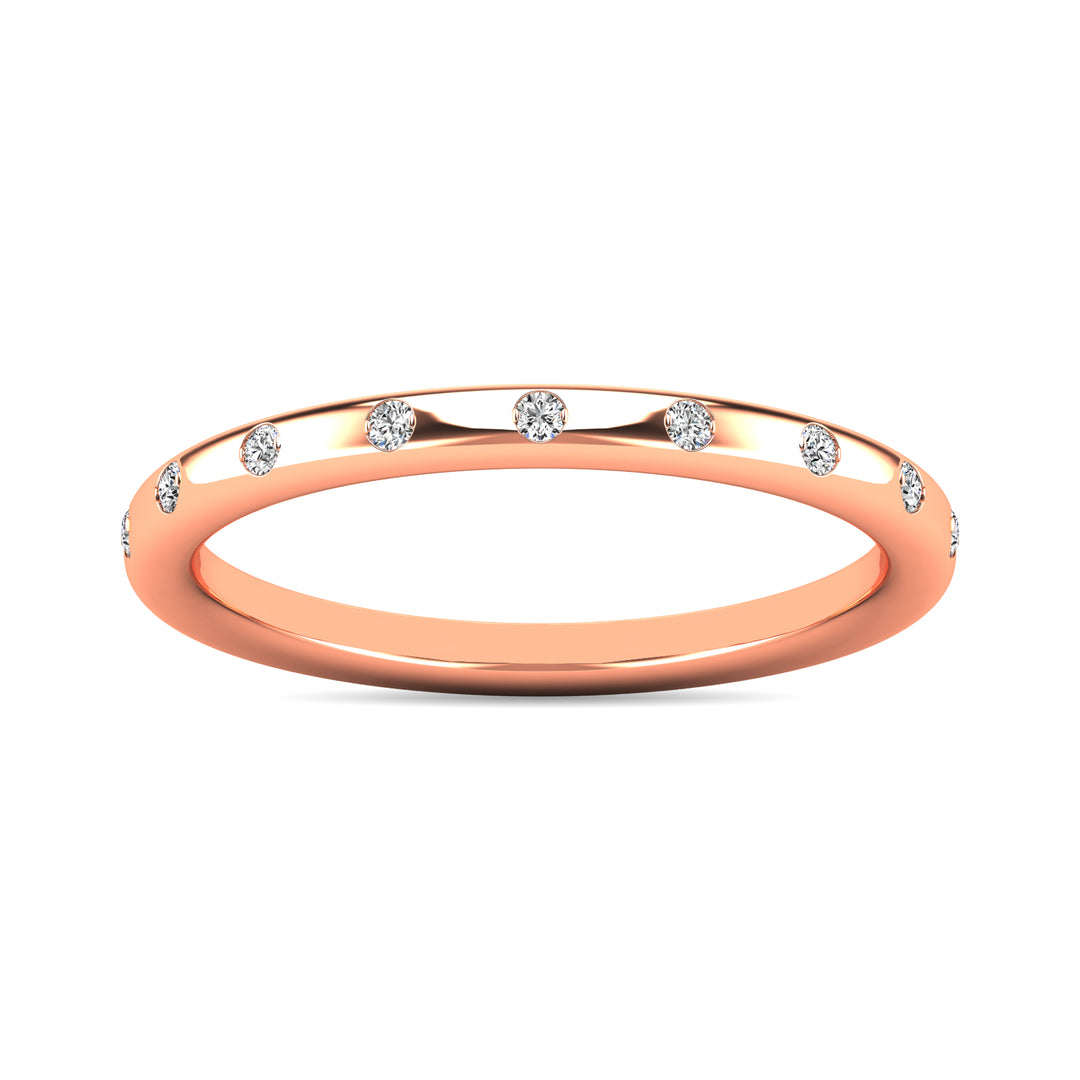 Anillo Apilable con Diamantes de 1/10 qt en Oro Rosa de 14k