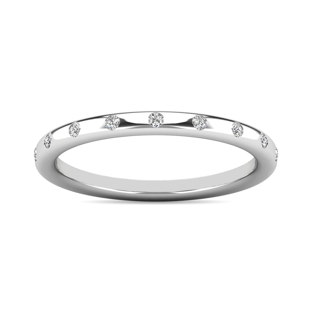 Anillo Apilable con Diamantes de 1/10 qt en Oro Blanco de 10k