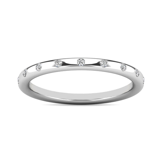 Anillo Apilable con Diamantes de 1/10 qt en Oro Blanco de 10k