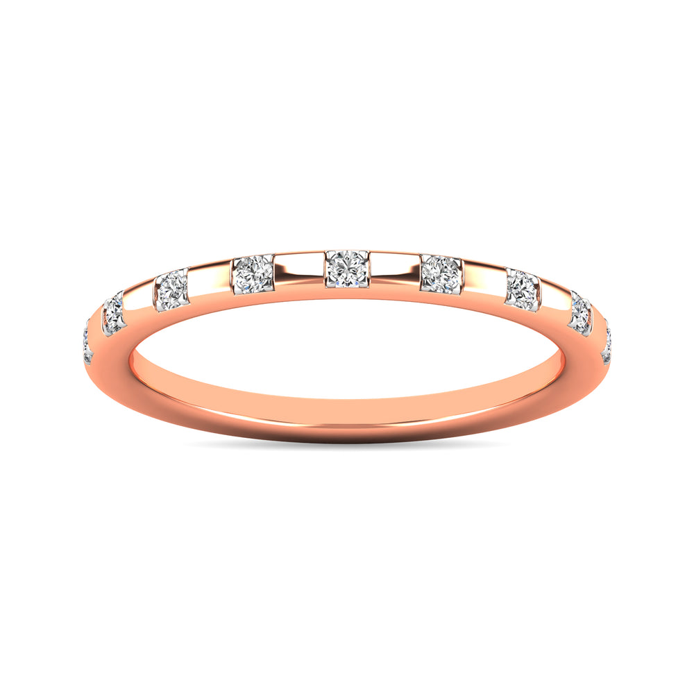 Anillo Apilable con Diamantes de 1/10 qt en Oro Rosa de 10k