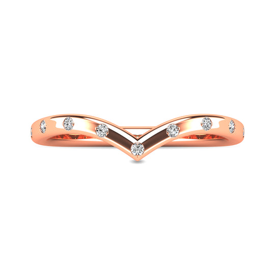 Anillo Apilable con Diamantes de 1/10 qt en Oro Rosa de 14k