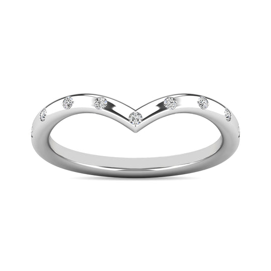 Anillo Apilable con Diamantes de 1/10 qt en Oro Blanco de 10k