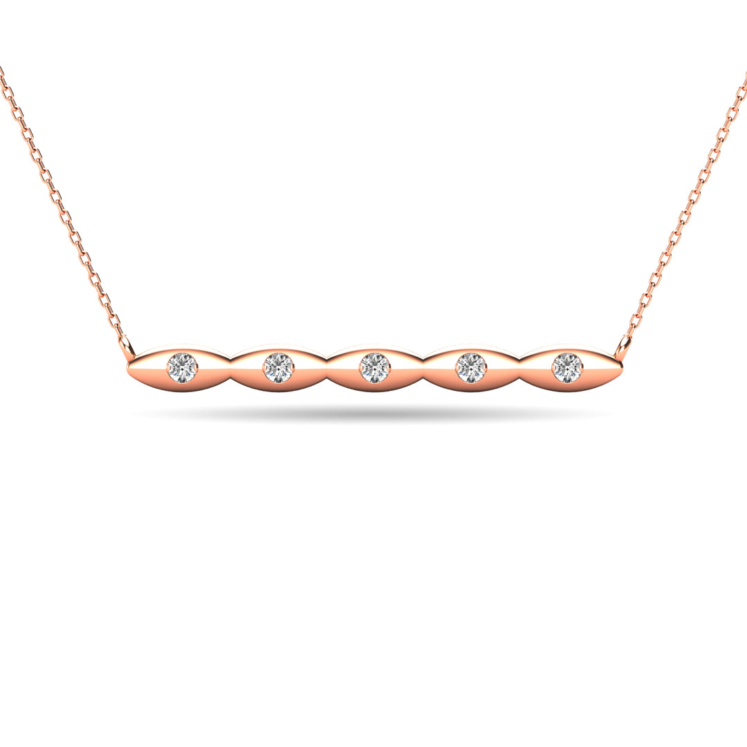 Collar con barra de diamantes de 1/20 qt total en oro rosado de 10 k