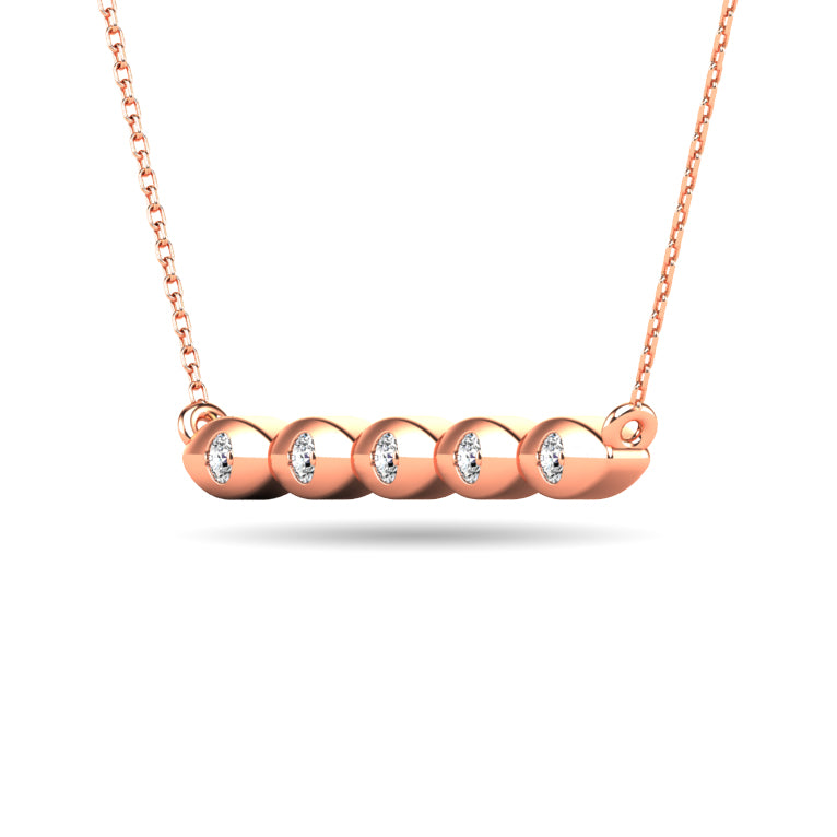 Collar con barra de diamantes de 1/20 qt total en oro rosado de 10 k