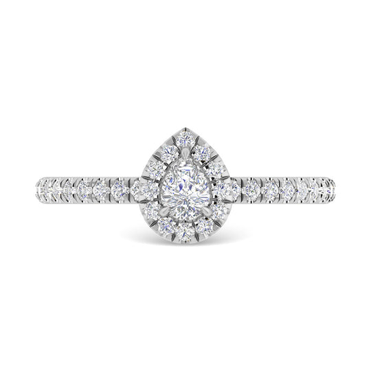 Diamante 3/4 Ct.Tw. Anillo de compromiso de talla pera en oro blanco de 14 k