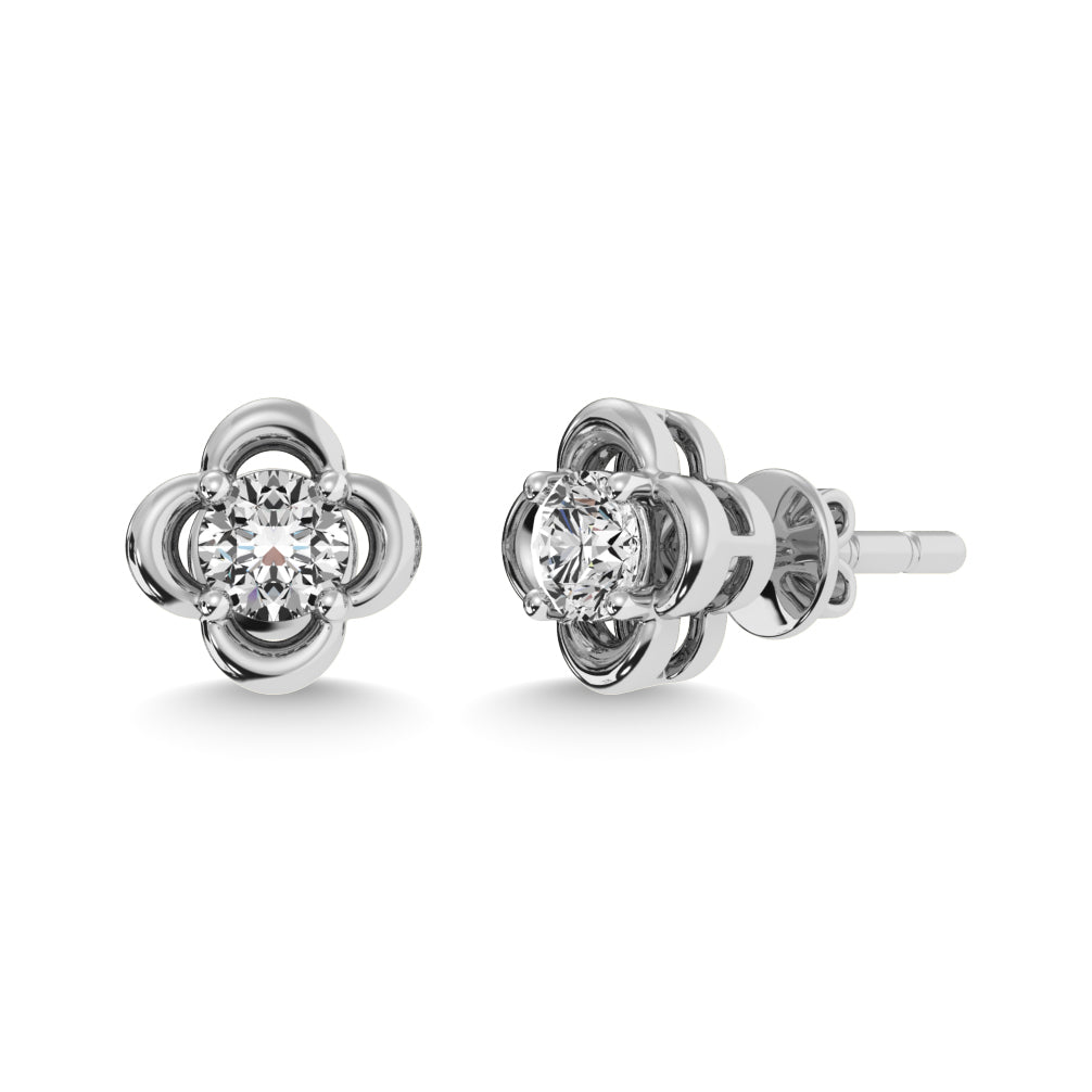 Aretes Solitario con Diamantes de 1/3 qt en Oro Blanco de 14k