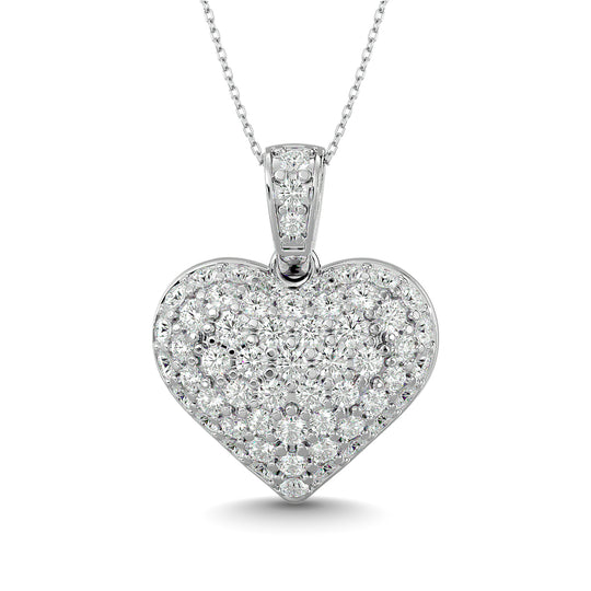 Colgante de coraz‚àö‚â•n con diamantes de 1 1/2 qt total en oro blanco de 10 k