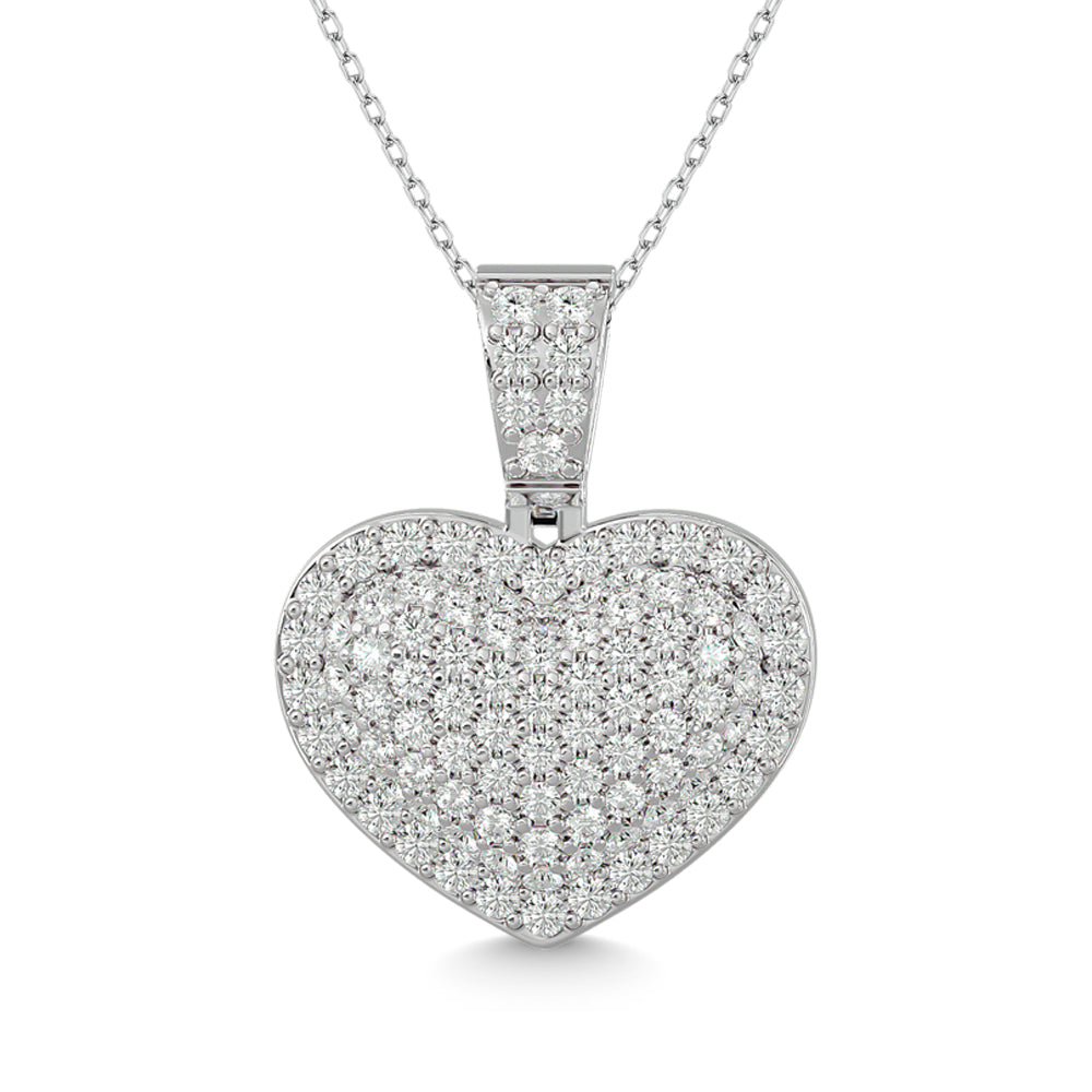 Colgante de coraz‚àö‚â•n con diamantes de 1 1/2 qt total en oro blanco de 10 k