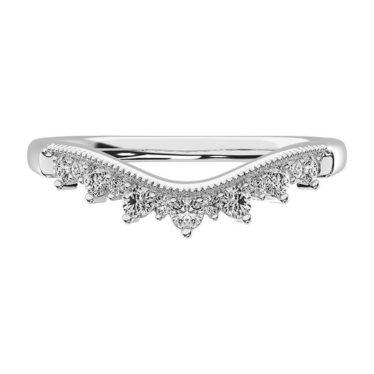 Oro blanco de 14 quilates de 1/4 qt.Tw. Banda de diamantes en forma de chevr√≥n