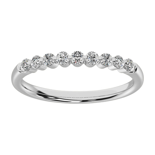 Oro blanco de 10 quilates de 1/4 qt.Tw. Banda apilable de diamantes