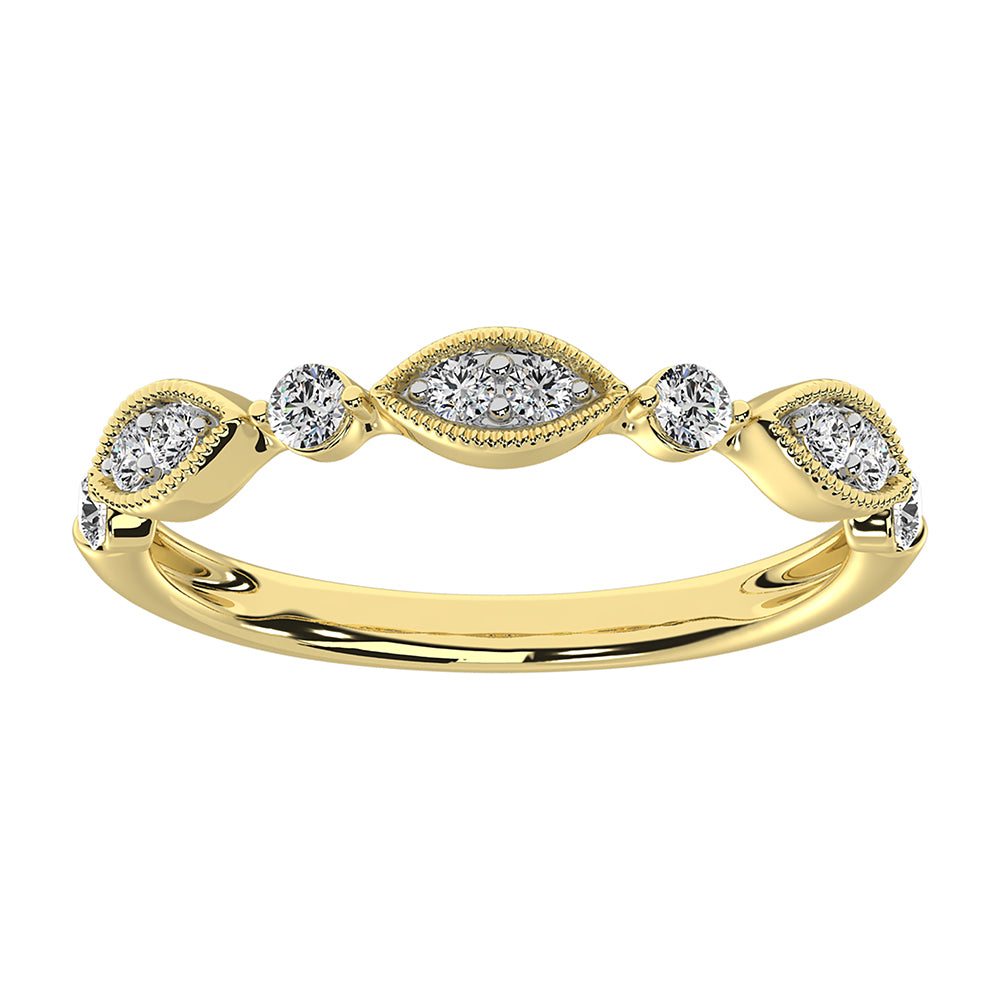 Oro amarillo de 14 quilates de 1/3 quilates total. Banda apilable de diamantes