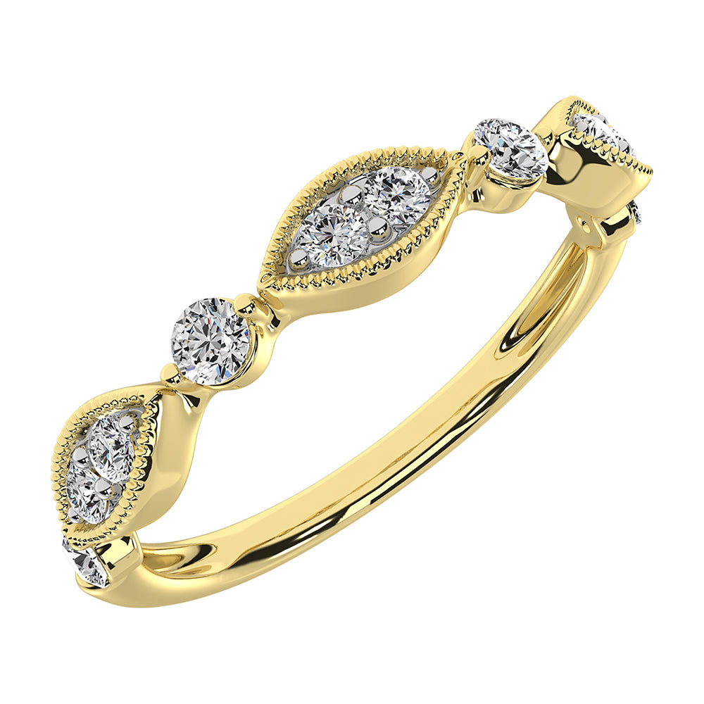 Oro amarillo de 14 quilates de 1/3 quilates total. Banda apilable de diamantes