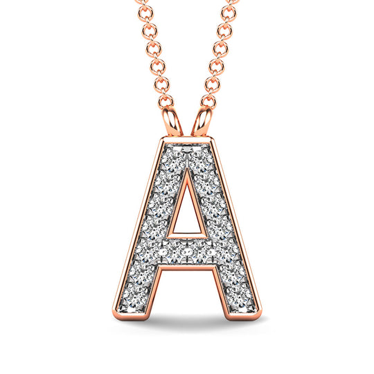 Diamante 1/20 Ct.Tw. Colgante con letra A en oro rosa de 10 quilates