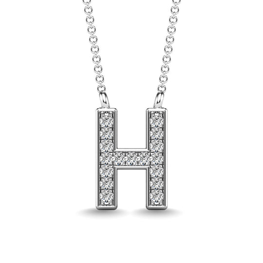 Diamante 1/20 Ct.Tw. Colgante con letra H en oro blanco de 10 quilates