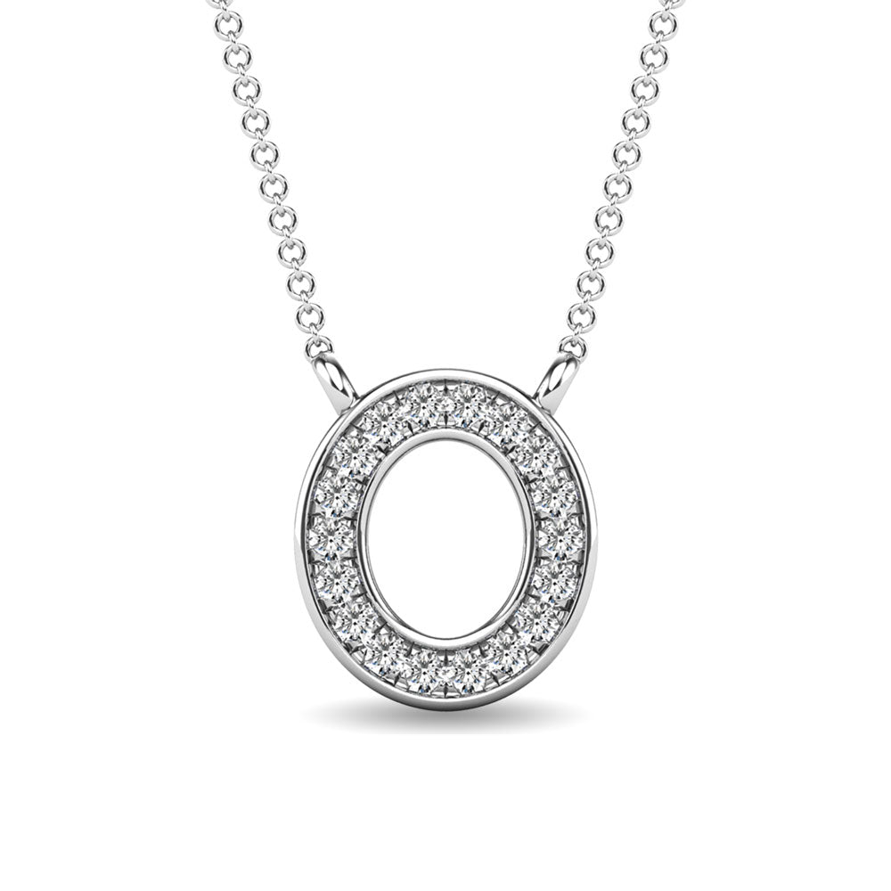 Diamante 1/20 Ct.Tw. Colgante con letra O en oro blanco de 10 quilates