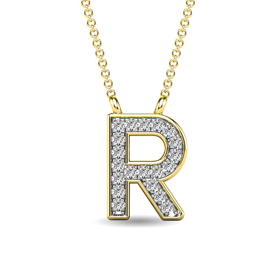 Diamante 1/20 Ct.Tw. Colgante con letra R en oro amarillo de 10 quilates