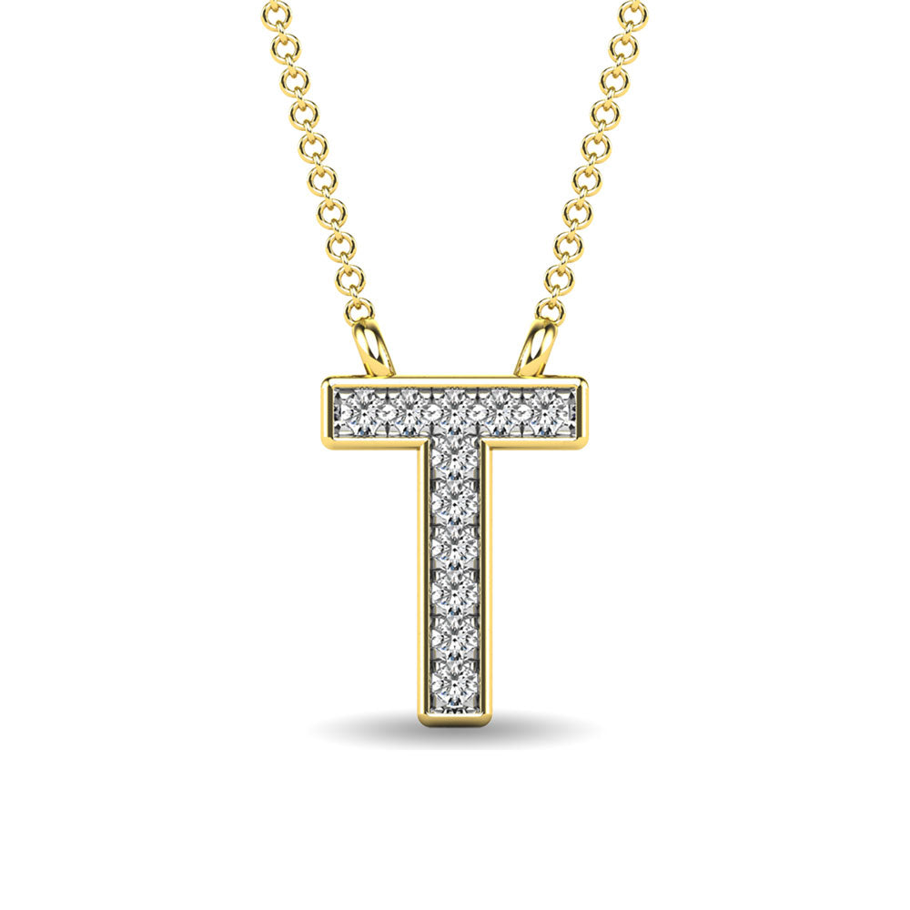Diamante 1/20 Ct.Tw. Colgante con letra T en oro amarillo de 10 quilates