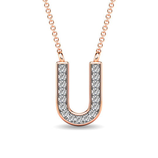 1/20 Ct. Tw. Diamond Letter U Pendant in 10K Rose Gold