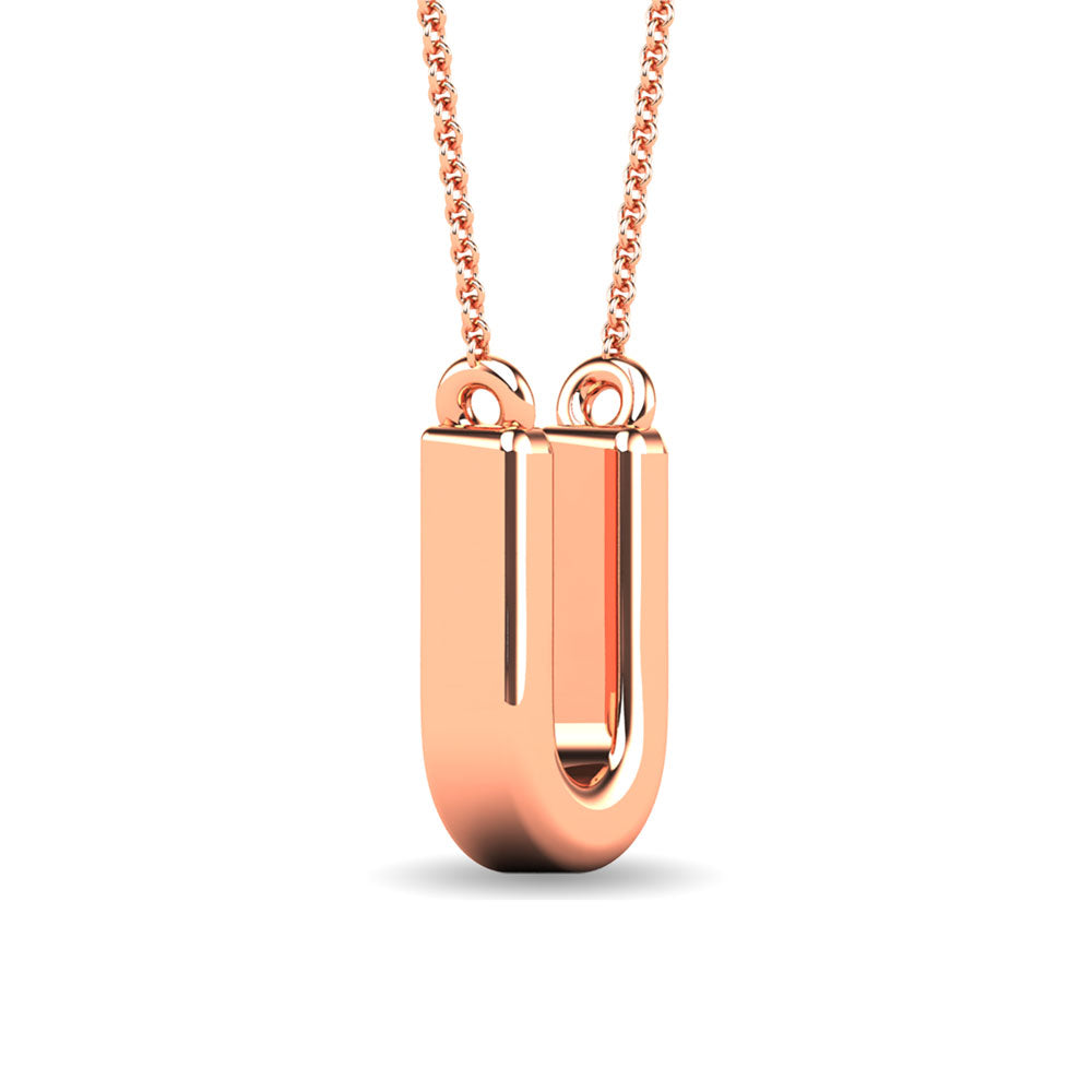 1/20 Ct. Tw. Diamond Letter U Pendant in 10K Rose Gold