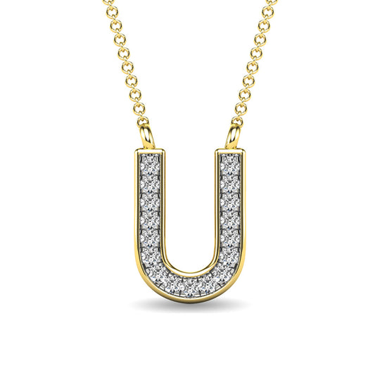 1/20 Ct. Tw. Diamond Letter U Pendant in 10K Yellow Gold