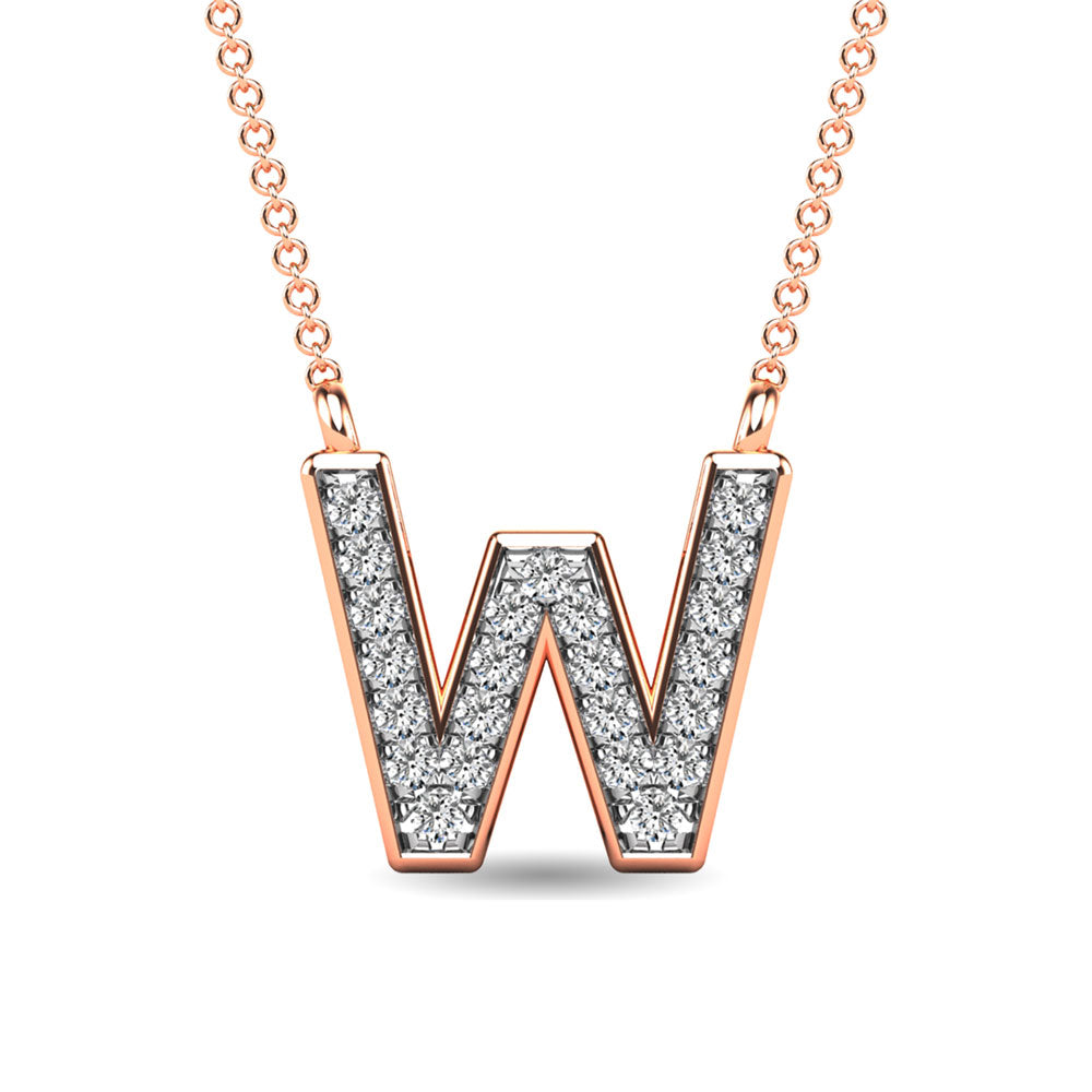 1/20 Ct. Tw. Diamond Letter W Pendant in 10K Rose Gold
