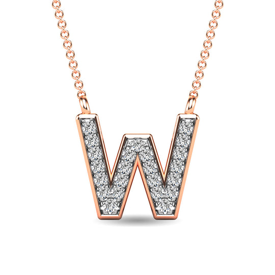 1/20 Ct. Tw. Diamond Letter W Pendant in 10K Rose Gold