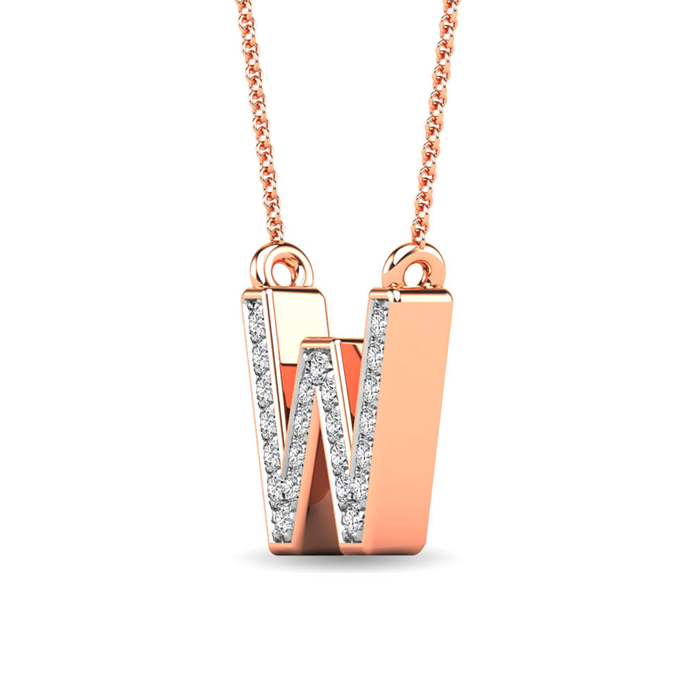 1/20 Ct. Tw. Diamond Letter W Pendant in 10K Rose Gold