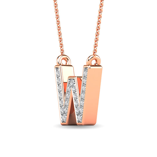 1/20 Ct. Tw. Diamond Letter W Pendant in 10K Rose Gold