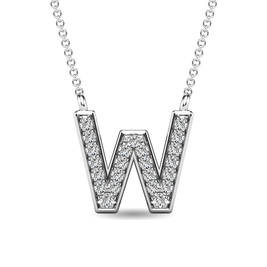 1/20 Ct. Tw. Diamond Letter W Pendant in 10K White Gold