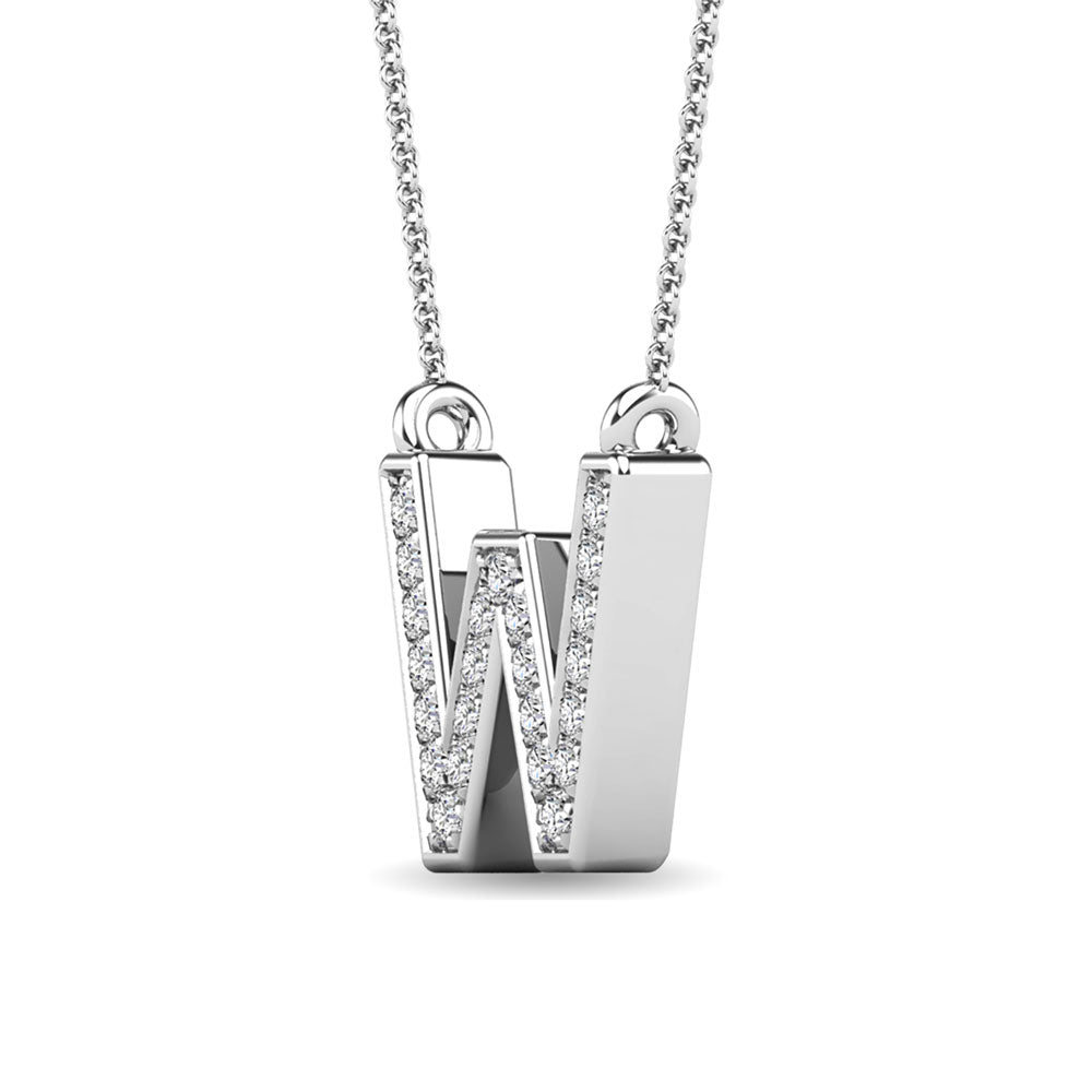 1/20 Ct. Tw. Diamond Letter W Pendant in 10K White Gold