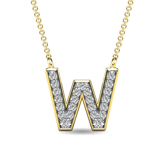 Diamante 1/20 Ct.Tw. Colgante con letra W en oro amarillo de 10 quilates
