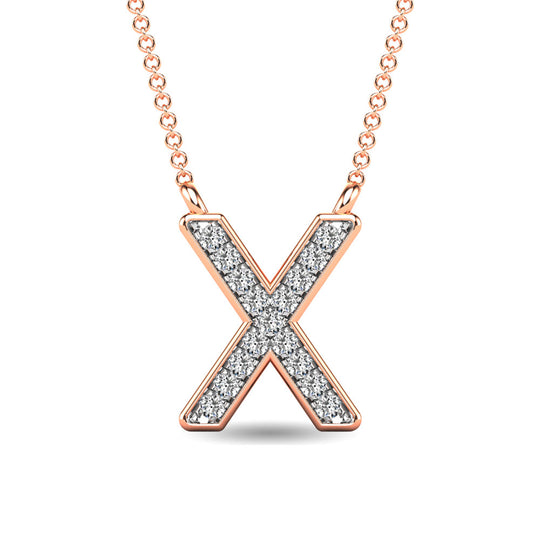 Diamante 1/20 Ct.Tw. Colgante con letra X en oro rosa de 10 quilates