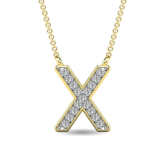 Diamante 1/20 Ct.Tw. Colgante con letra X en oro amarillo de 10 quilates
