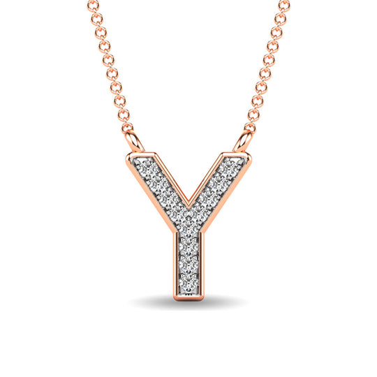 Diamante 1/20 Ct.Tw. Colgante con letra Y en oro rosa de 10 quilates
