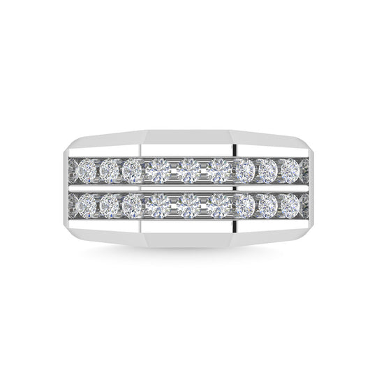 Alianza de Boda para Caballero con Diamantes de 1 qt en Oro Blanco de 10k