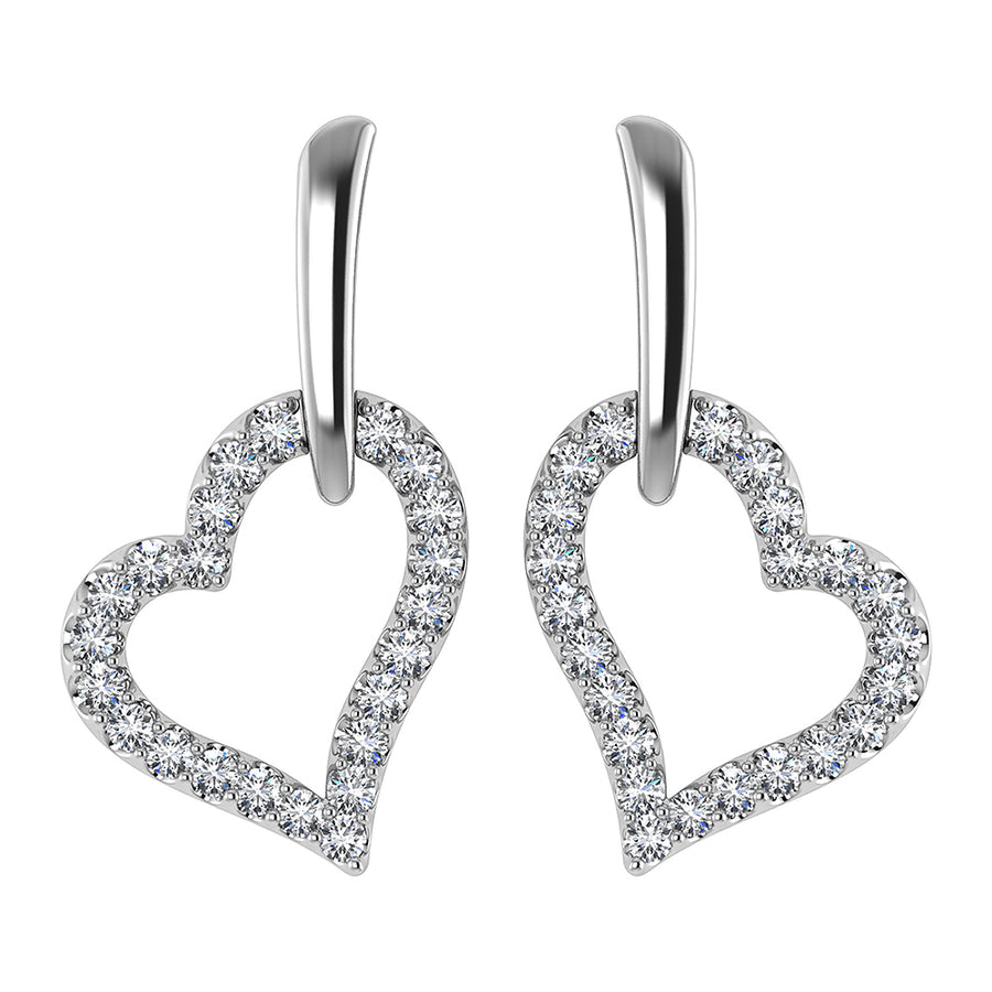 Pendientes de corazon de diamantes Oro de 10 quilates de 1/5 quilates total.