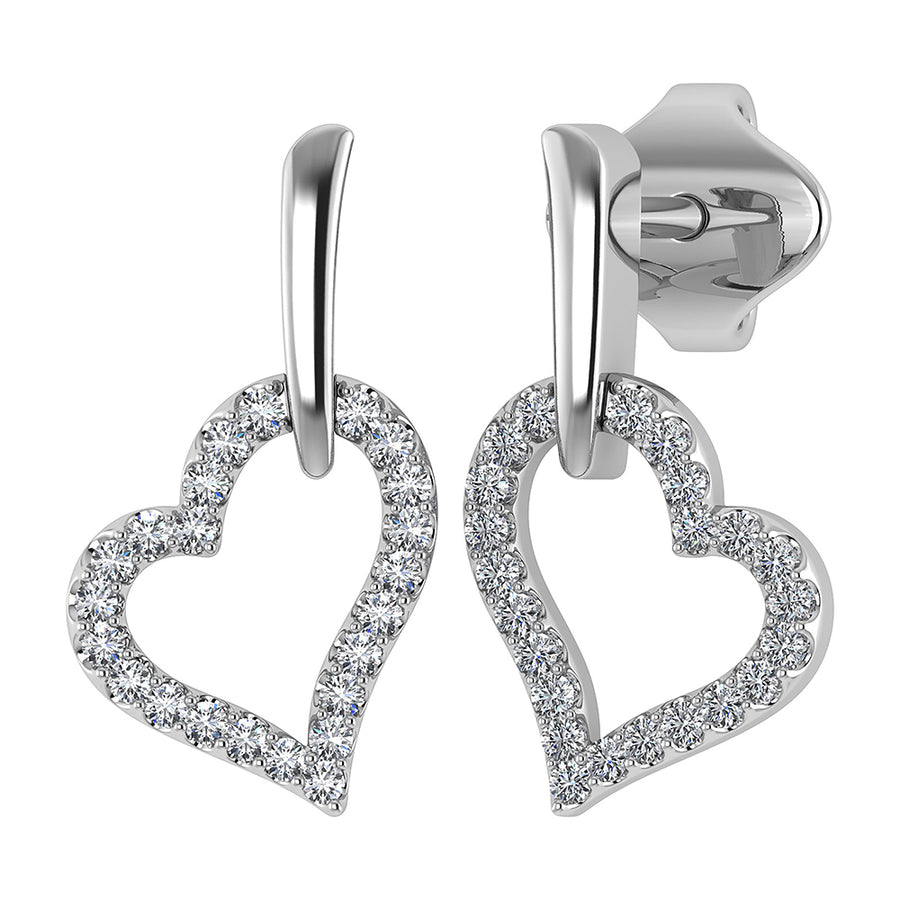 Pendientes de corazon de diamantes Oro de 10 quilates de 1/5 quilates total.