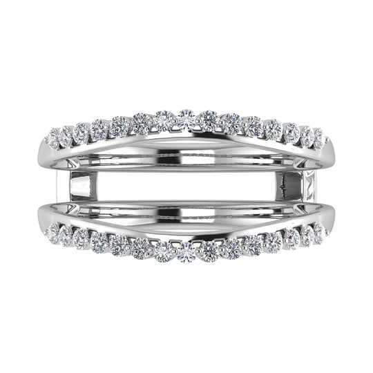 Oro blanco de 10 quilates de 1/4 qt.Tw. Anillo protector de diamantes en forma de chevr√≥n